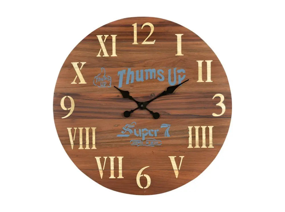 24" Brown Solid Wood Silent Analog Round Wall Clock - NOBLE HOME INTERIORS