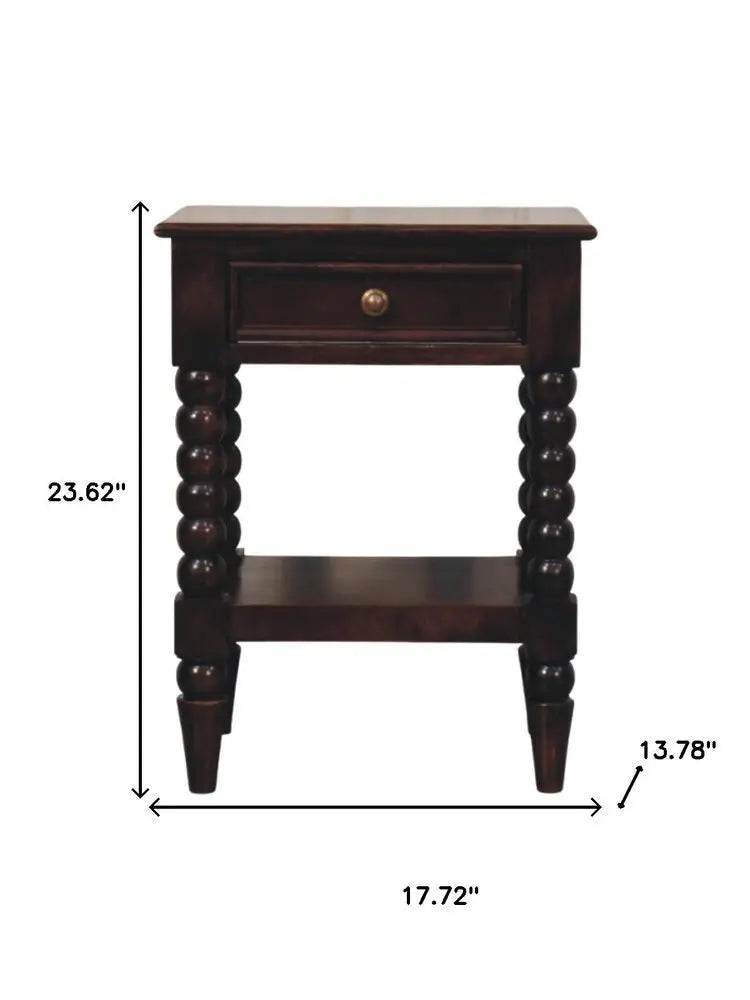 24" Brown Solid Wood Two Drawer Nightstand - NOBLE HOME INTERIORS