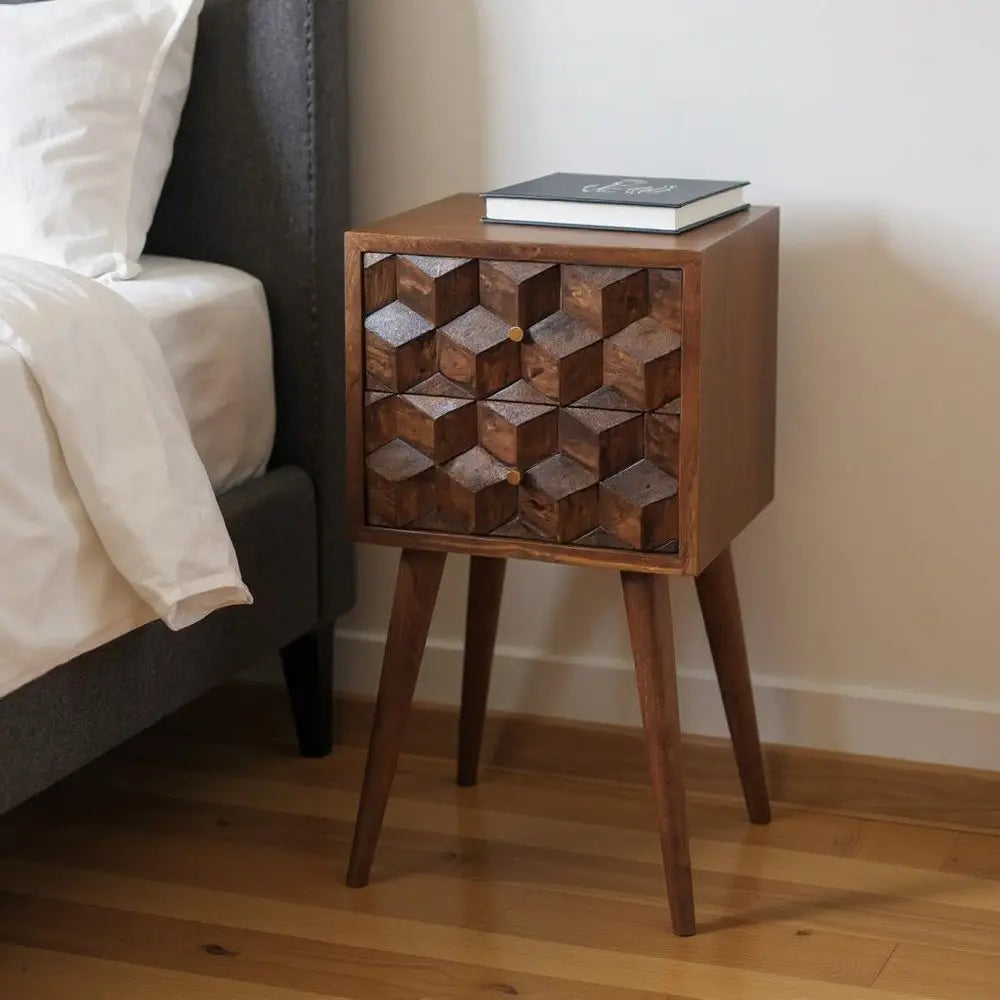 24" Brown Solid Wood Two Drawer Nightstand - NOBLE HOME INTERIORS