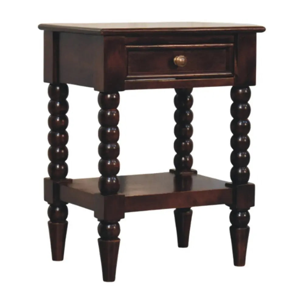 24" Brown Solid Wood Two Drawer Nightstand - NOBLE HOME INTERIORS