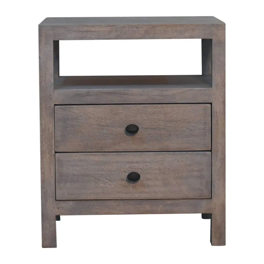24" Brown Solid Wood Two Drawer Nightstand - NOBLE HOME INTERIORS