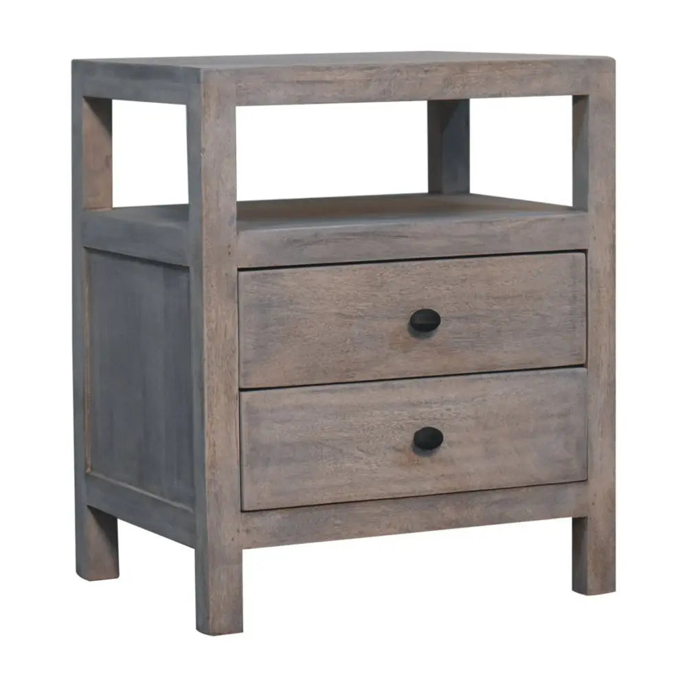 24" Brown Solid Wood Two Drawer Nightstand - NOBLE HOME INTERIORS