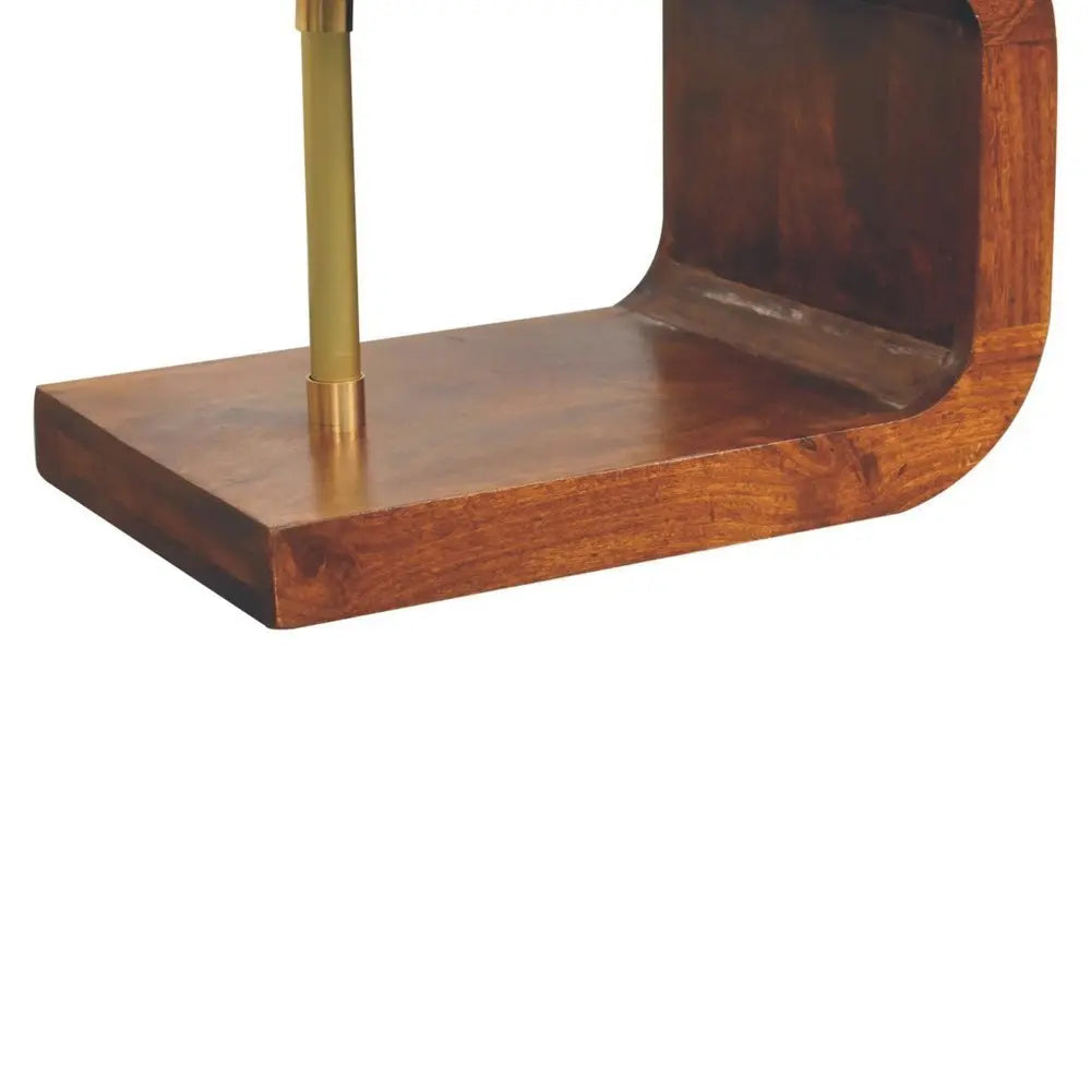 24" Chestnut And Gold Solid Wood Curved Nightstand - NOBLE HOME INTERIORS