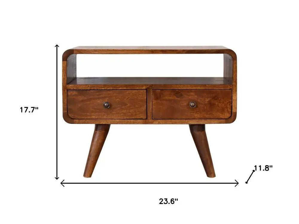 24" Chestnut Solid Wood Enclosed and Open Storage TV Stand HomeRoots