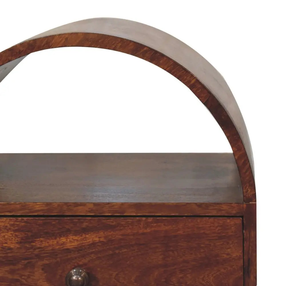 24" Chestnut Solid Wood Oval Top One Drawer Nightstand - NOBLE HOME INTERIORS