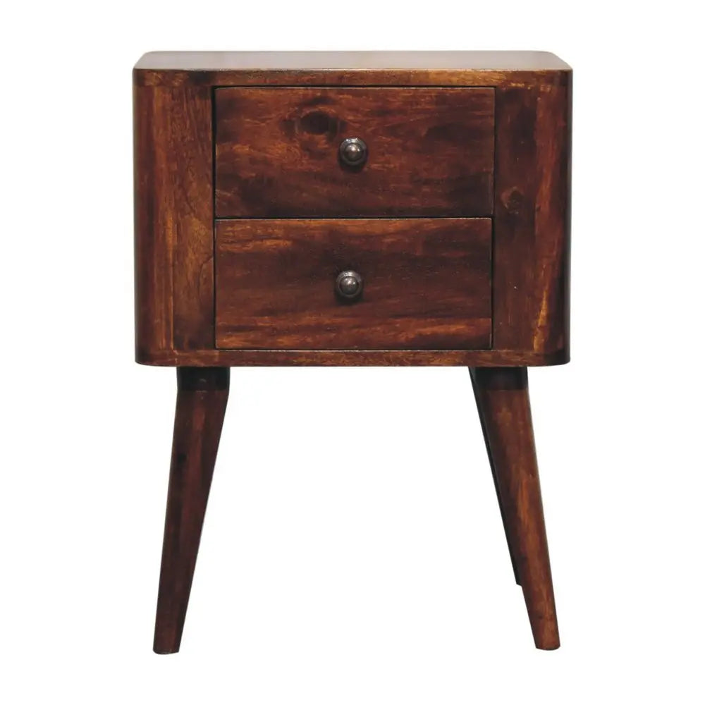 24" Chestnut Solid Wood Square Two Drawer Nightstand - NOBLE HOME INTERIORS