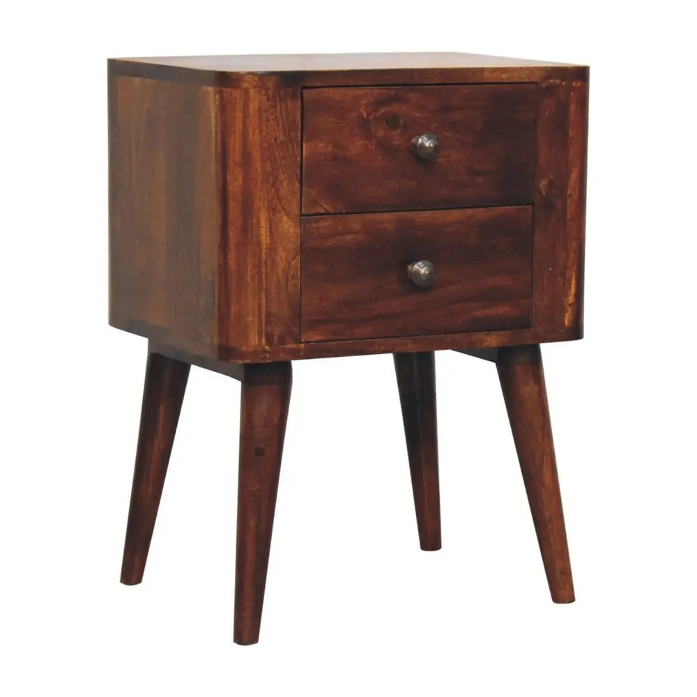 24" Chestnut Solid Wood Square Two Drawer Nightstand - NOBLE HOME INTERIORS