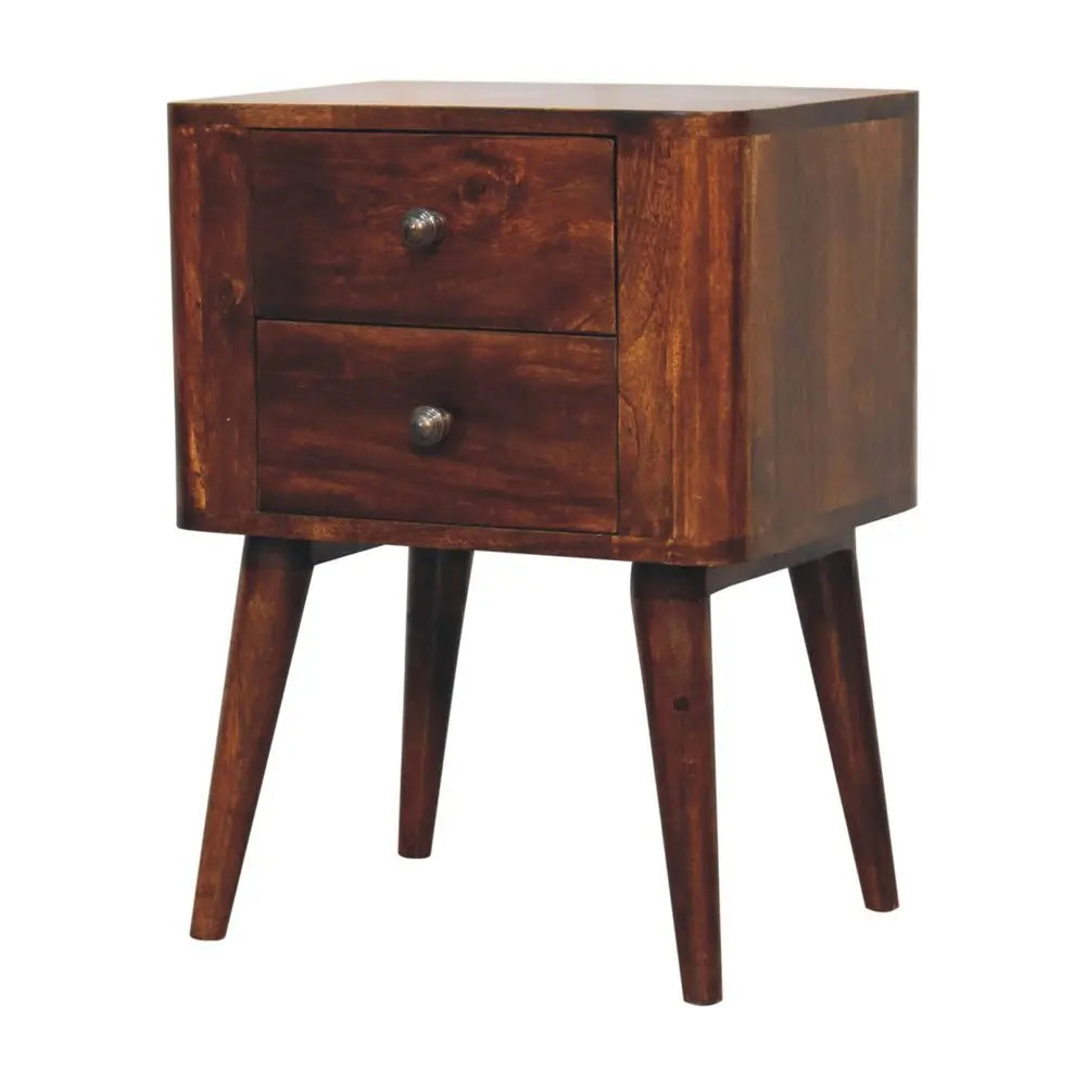 24" Chestnut Solid Wood Square Two Drawer Nightstand - NOBLE HOME INTERIORS