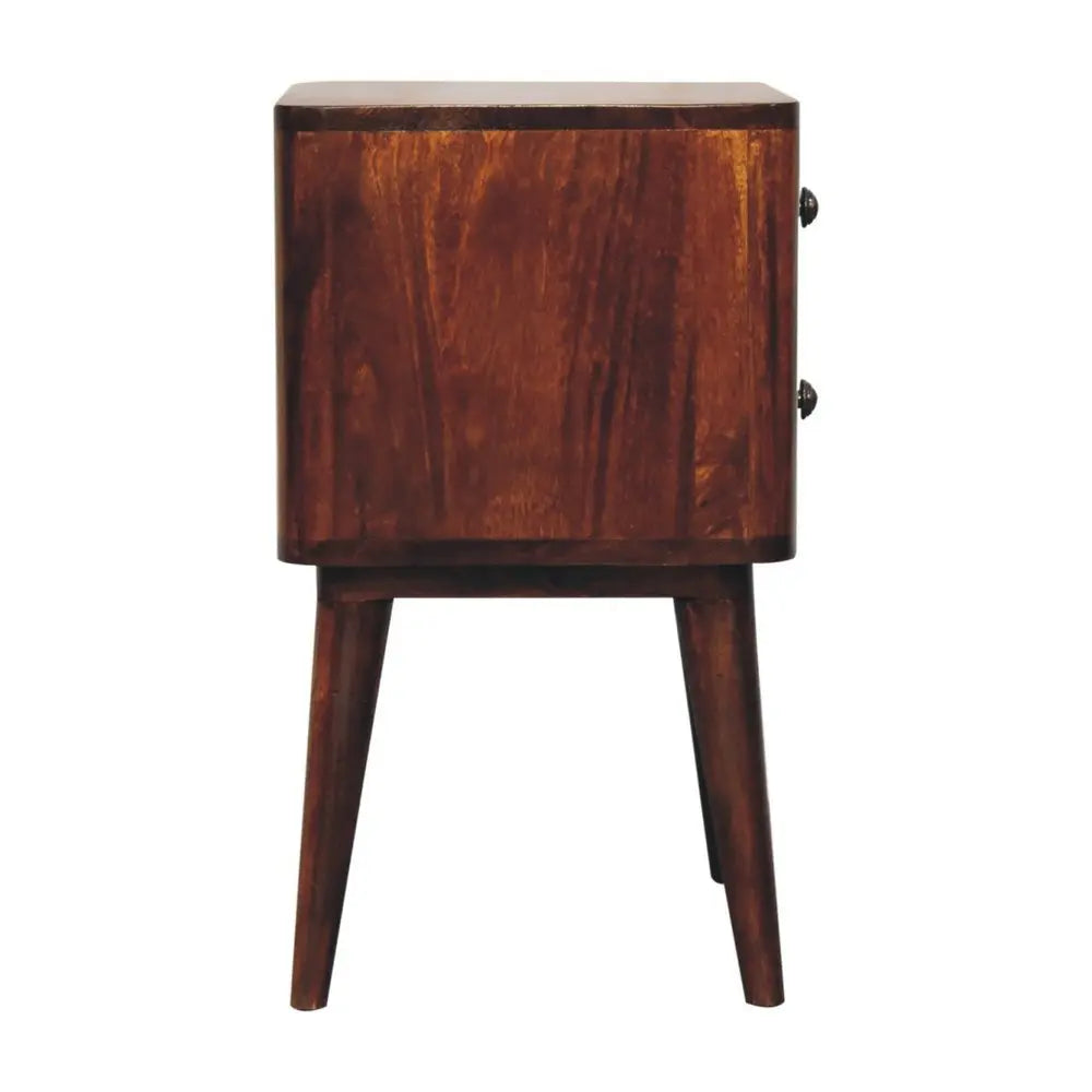 24" Chestnut Solid Wood Square Two Drawer Nightstand - NOBLE HOME INTERIORS