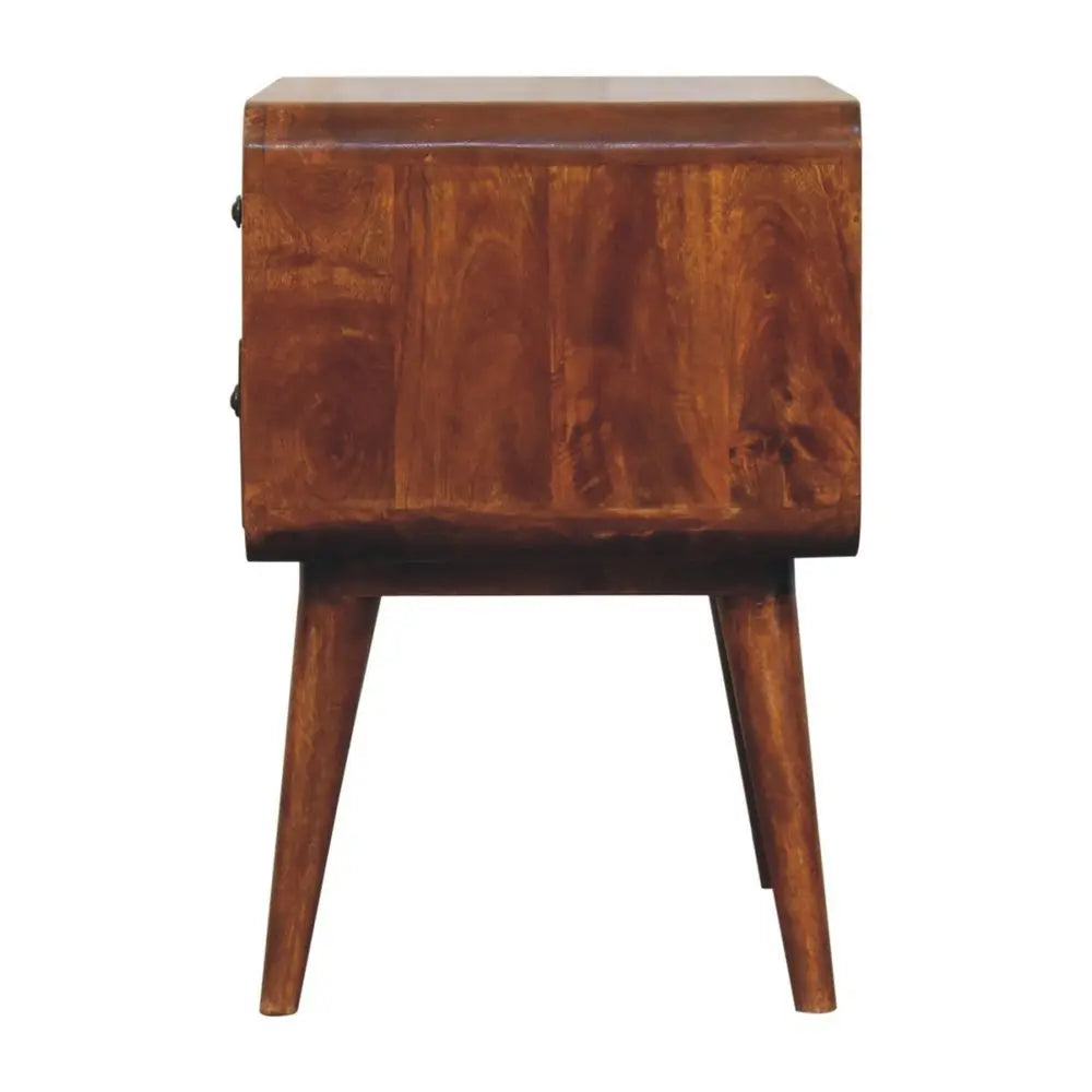 24" Chestnut Solid Wood Two Drawer Nightstand - NOBLE HOME INTERIORS