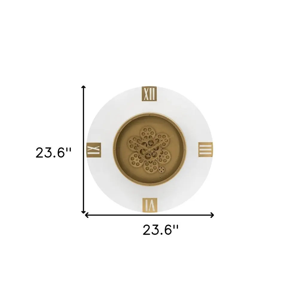 24" Circle Gold Acrylic Analog Wall Clock - NOBLE HOME INTERIORS