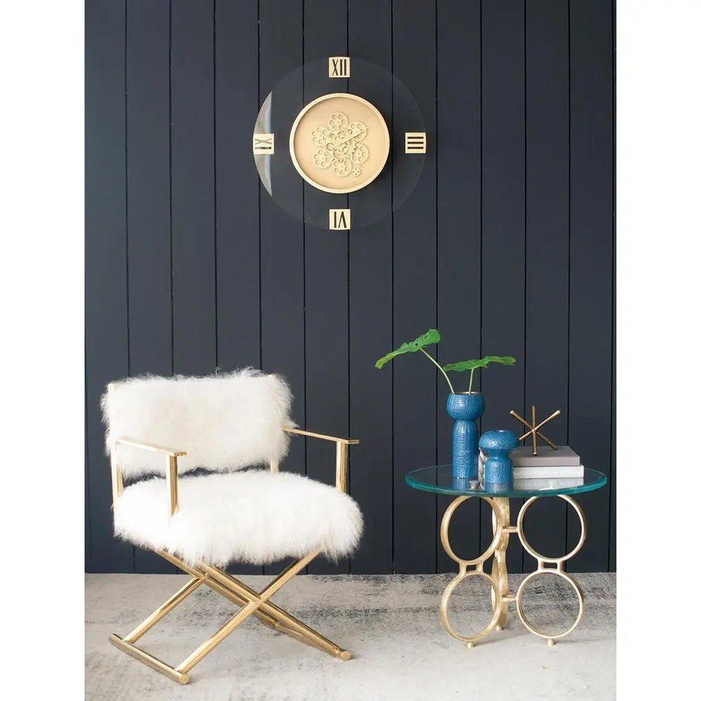 24" Circle Gold Acrylic Analog Wall Clock - NOBLE HOME INTERIORS