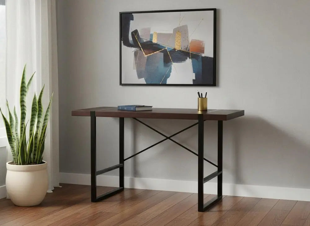 24" Dark Brown and Black Computer Desk - NOBLE HOME INTERIORS
