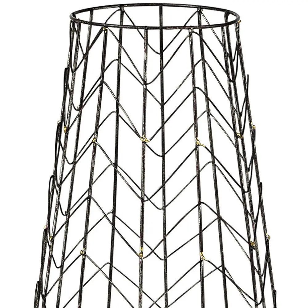 24" Gold Distressed Lattice Metal Tabletop Hurricane Candle Holder HomeRoots