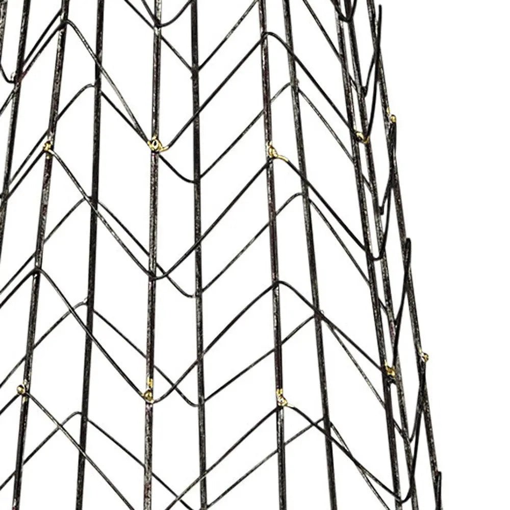 24" Gold Distressed Lattice Metal Tabletop Hurricane Candle Holder HomeRoots