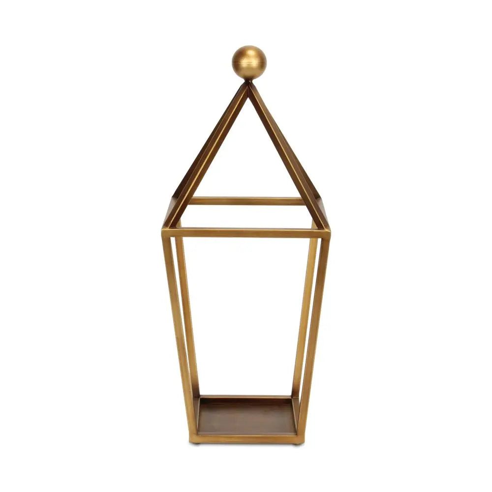 24" Gold Geometric Metal Tabletop Lantern Candle Holder HomeRoots
