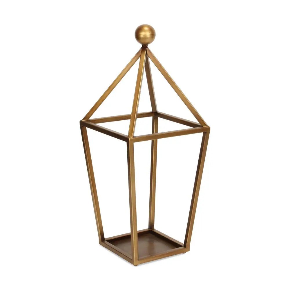 24" Gold Geometric Metal Tabletop Lantern Candle Holder HomeRoots