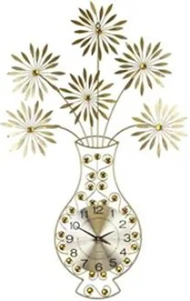 24" Gold Orange And Black Metal Silent Analog Novelty Wall Clock - NOBLE HOME INTERIORS