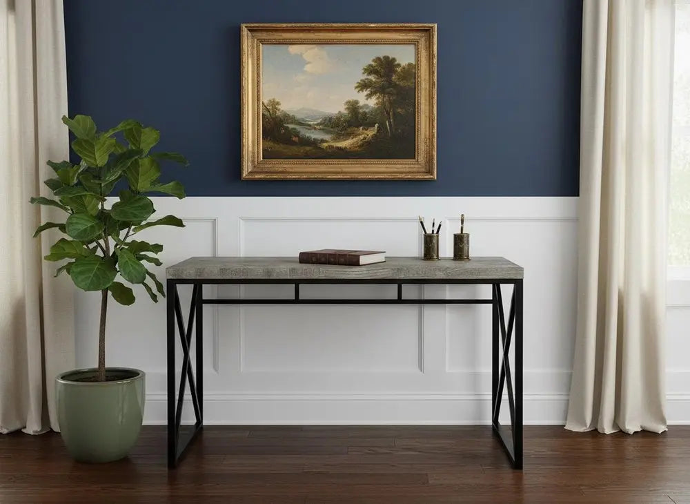 24" Gray and Black Computer Desk - NOBLE HOME INTERIORS