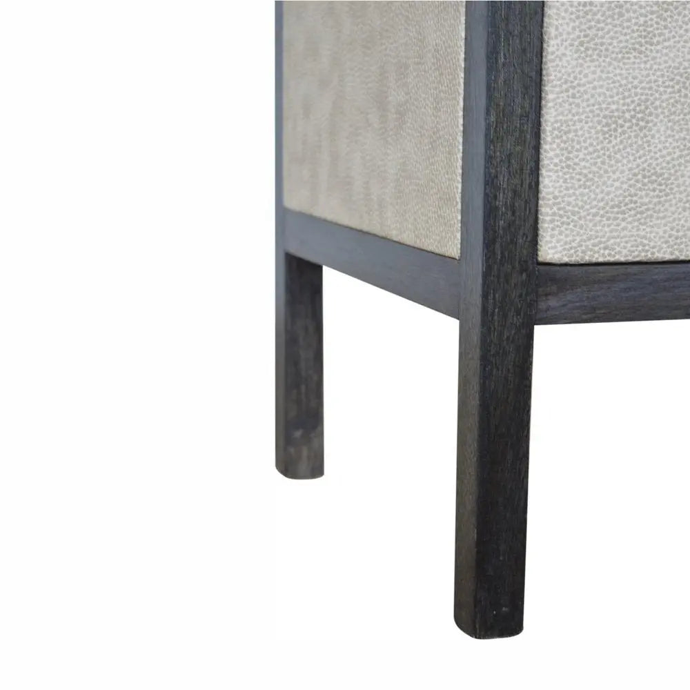 24" Gray And Black Solid Wood And Faux Shagreen Three Drawer Nightstand - NOBLE HOME INTERIORS
