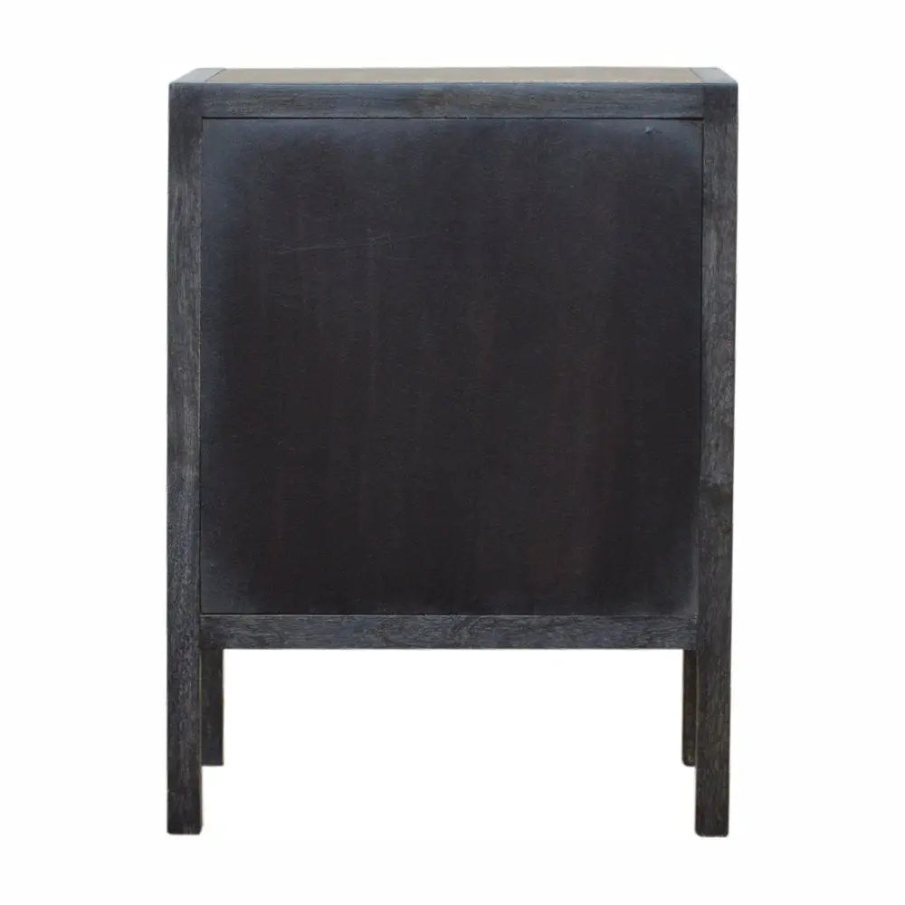 24" Gray And Black Solid Wood And Faux Shagreen Three Drawer Nightstand - NOBLE HOME INTERIORS