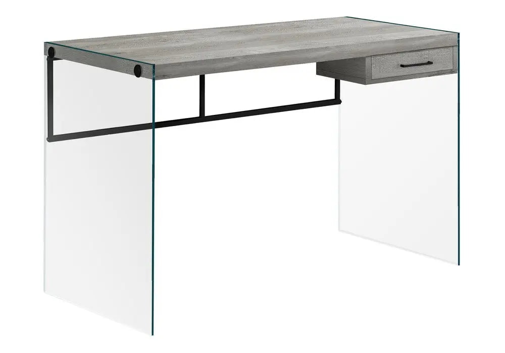 24" Gray and Clear Computer Desk - NOBLE HOME INTERIORS