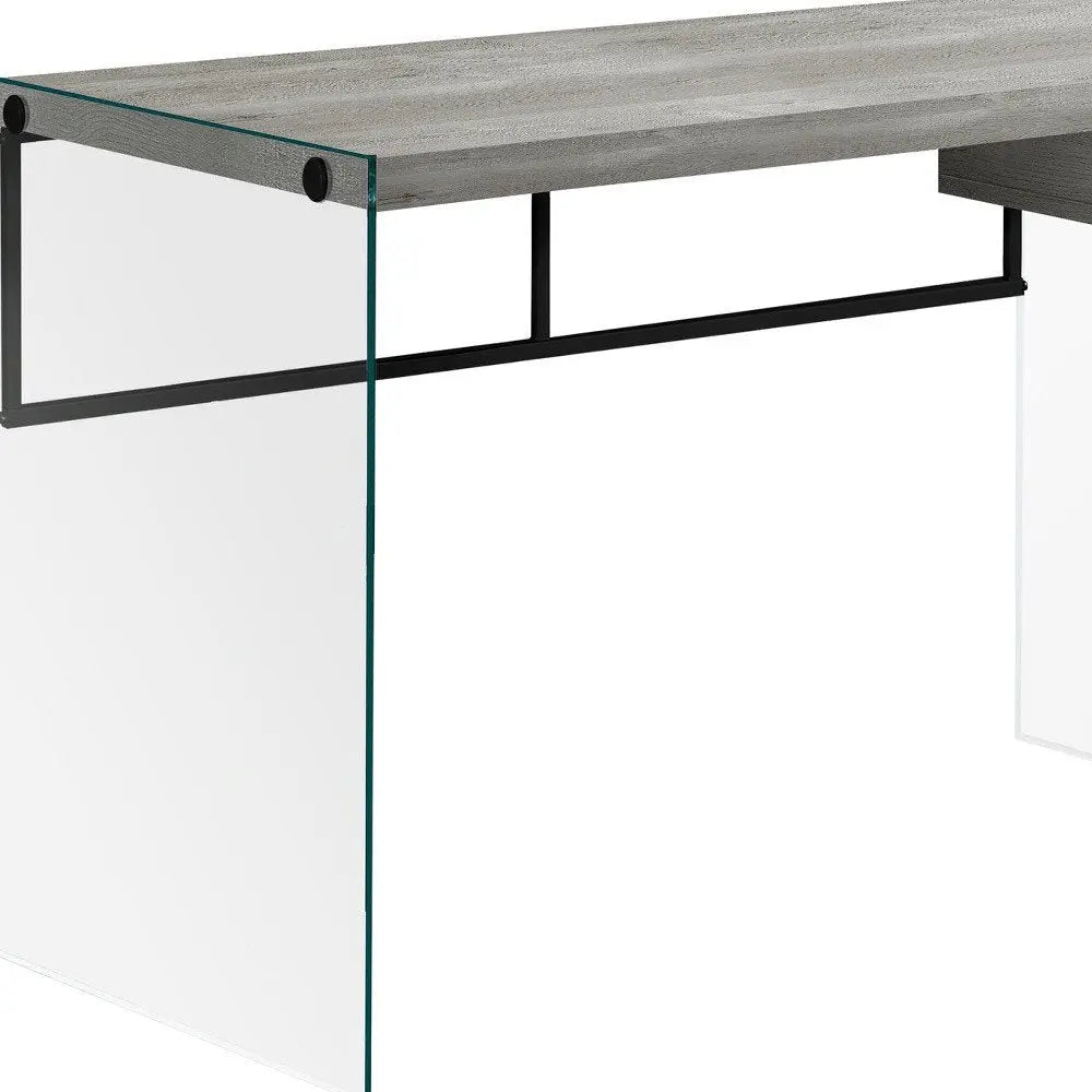 24" Gray and Clear Computer Desk - NOBLE HOME INTERIORS