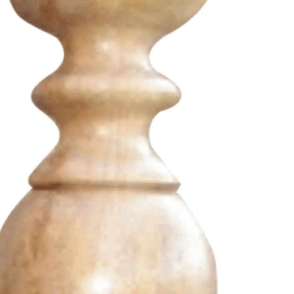 24" Natural Solid Wood Floor Pillar Candle Holder - NOBLE HOME INTERIORS