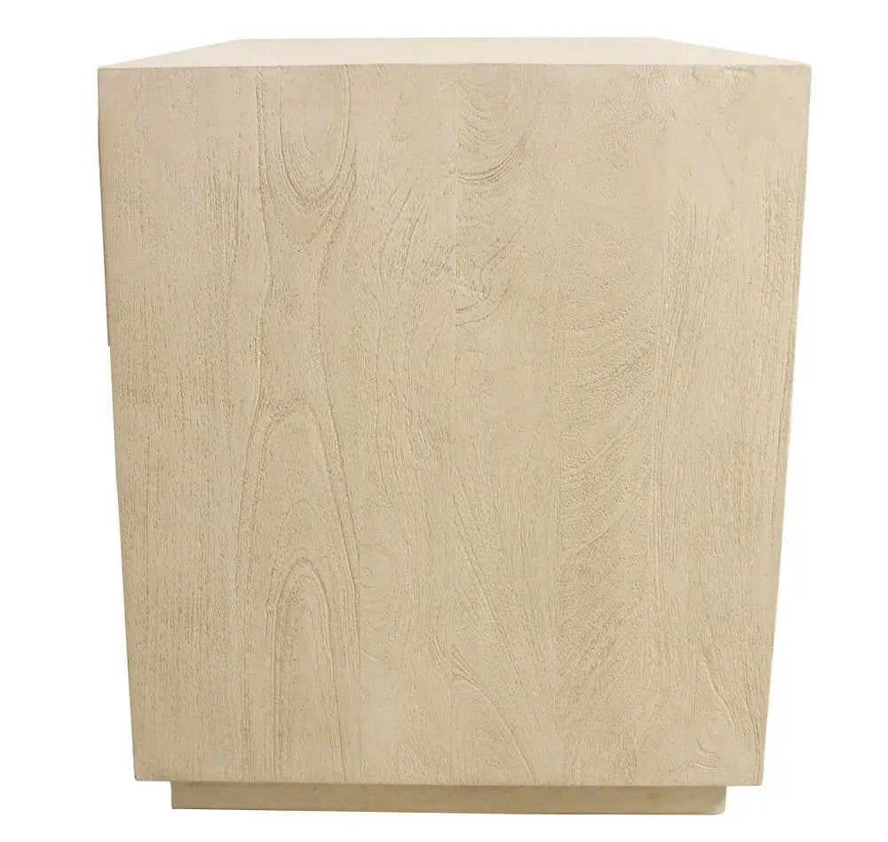 24" Natural Solid Wood Ribbed Texture One Drawer Nightstand - NOBLE HOME INTERIORS