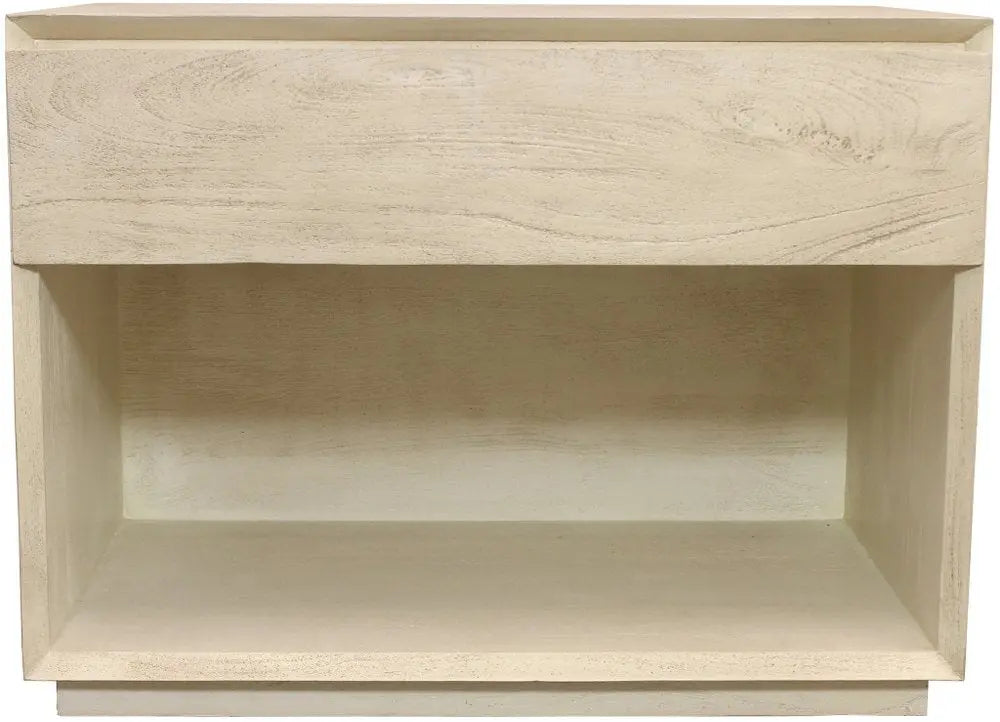 24" Natural Solid Wood Ribbed Texture One Drawer Nightstand - NOBLE HOME INTERIORS