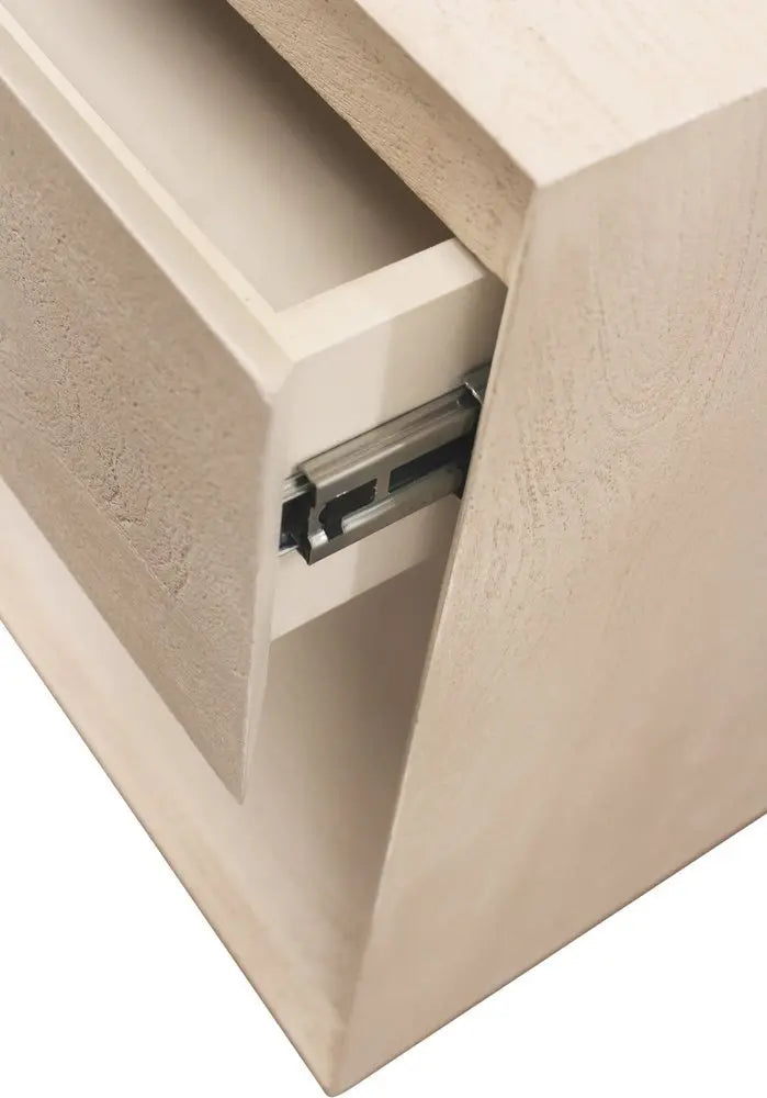 24" Natural Solid Wood Ribbed Texture One Drawer Nightstand - NOBLE HOME INTERIORS