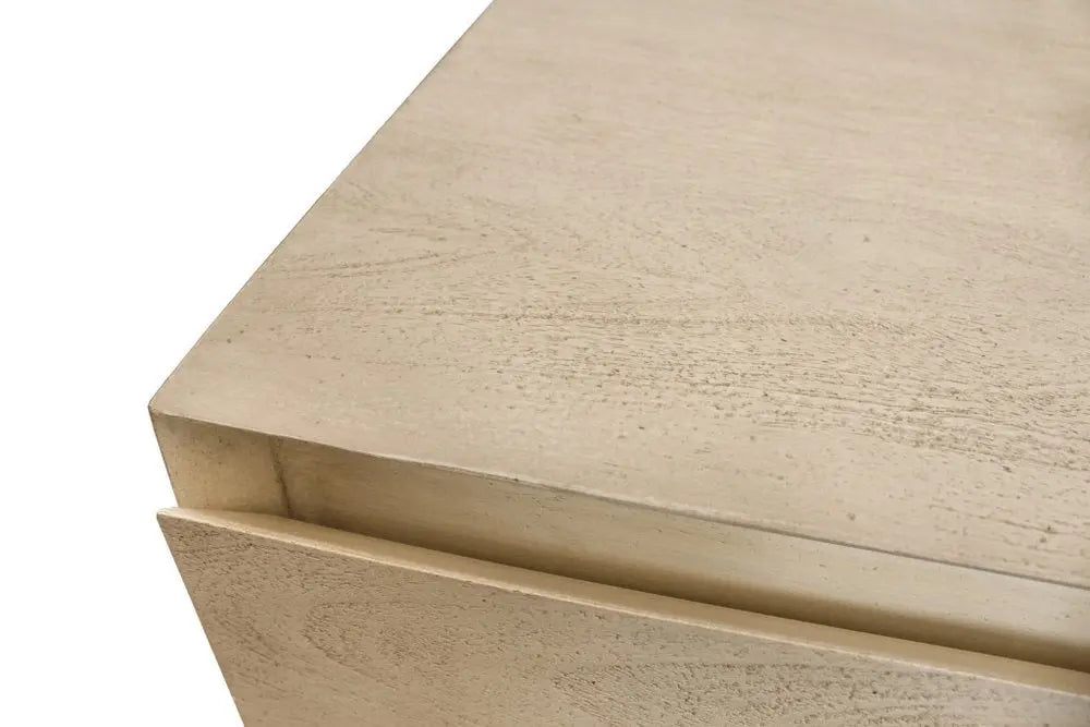 24" Natural Solid Wood Ribbed Texture One Drawer Nightstand - NOBLE HOME INTERIORS