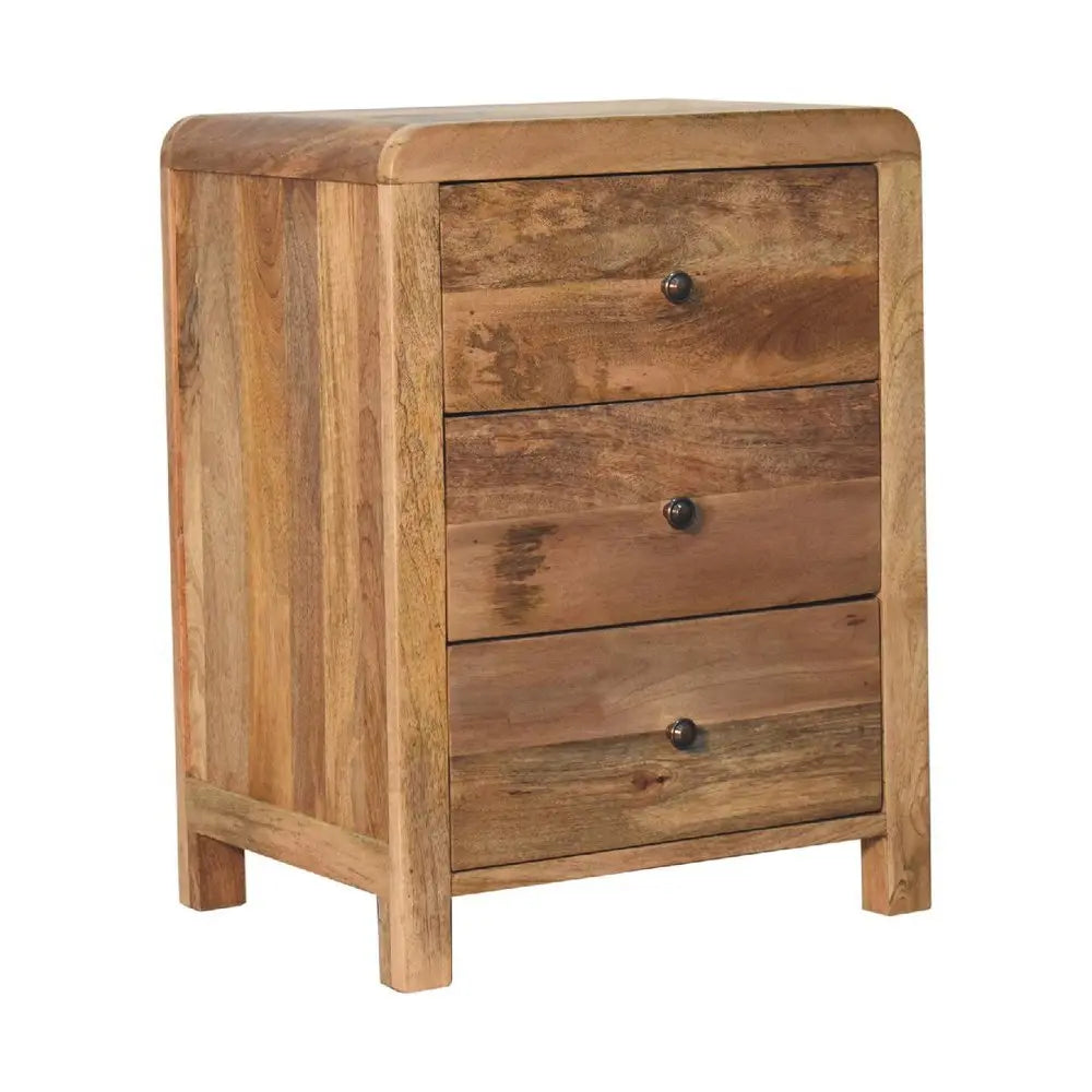 24" Oak Solid Wood Three Drawer Nightstand - NOBLE HOME INTERIORS
