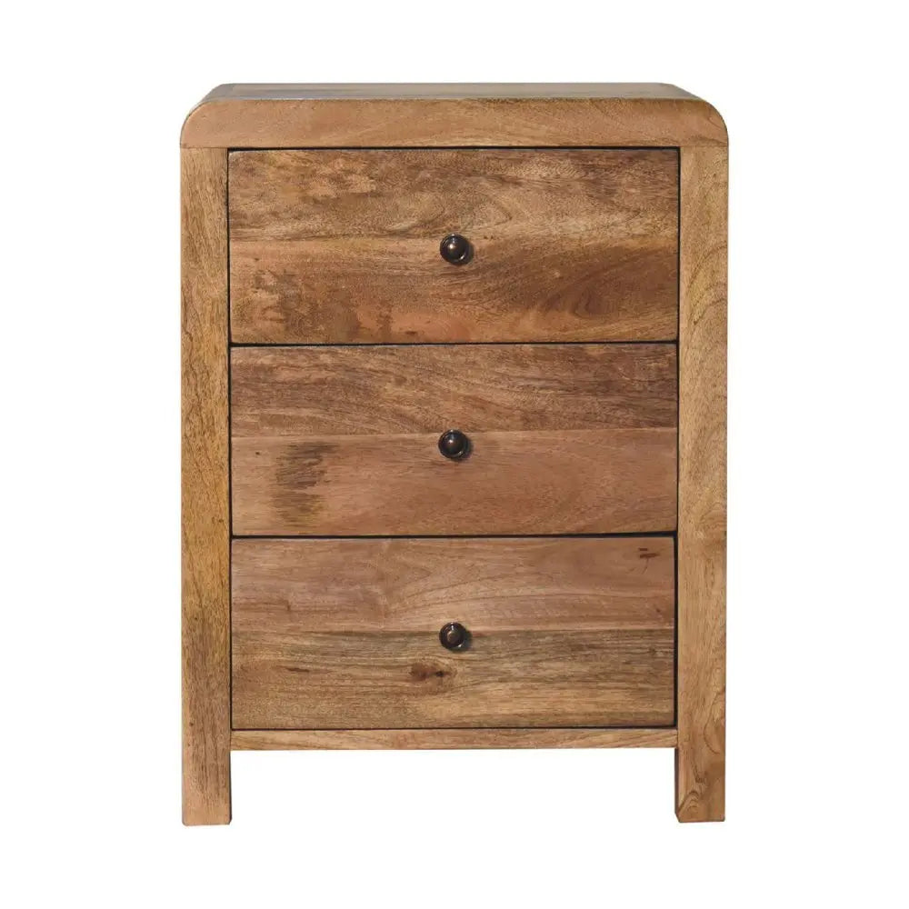 24" Oak Solid Wood Three Drawer Nightstand - NOBLE HOME INTERIORS