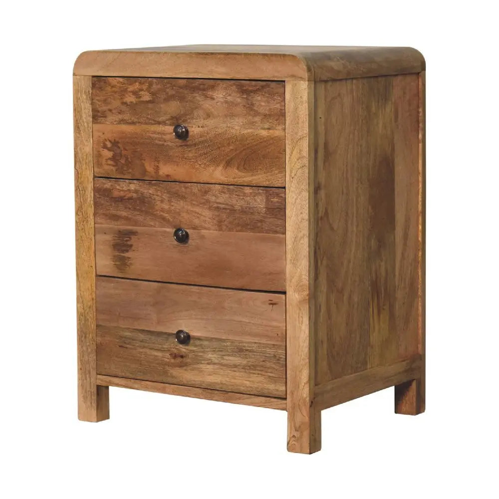 24" Oak Solid Wood Three Drawer Nightstand - NOBLE HOME INTERIORS