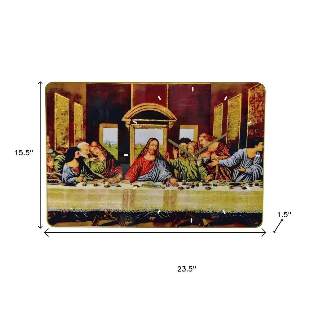 24" Red Green And Blue Solid Wood Silent Analog Wall Clock HomeRoots