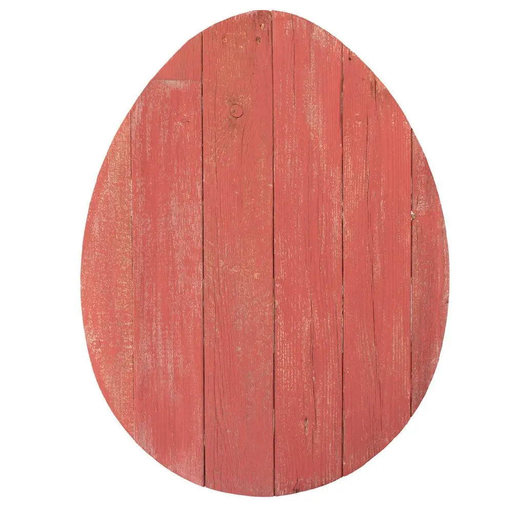 24" Rustic Farmhouse Red Wood Large Egg - NOBLE HOME INTERIORS