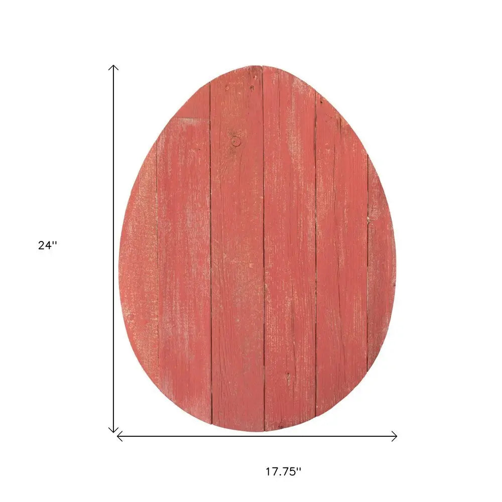 24" Rustic Farmhouse Red Wood Large Egg - NOBLE HOME INTERIORS