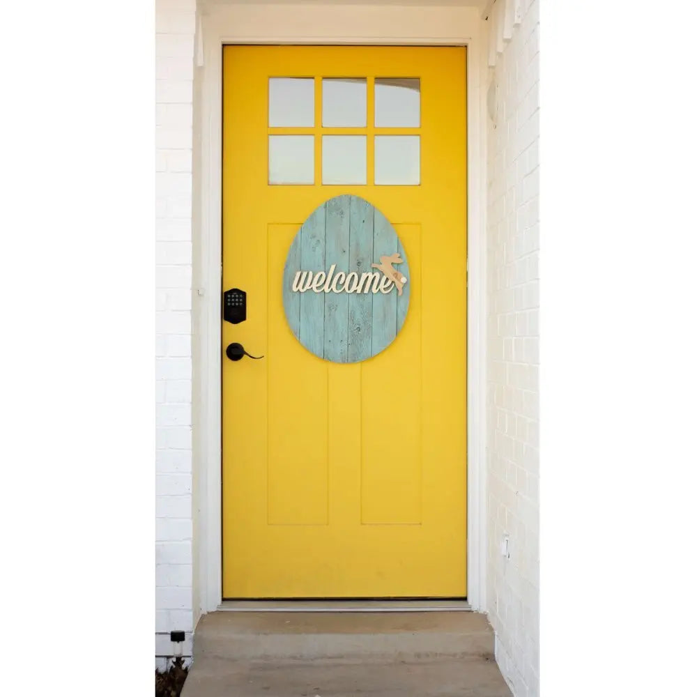 24" Rustic Farmhouse Turquoise Wood Large Egg - NOBLE HOME INTERIORS