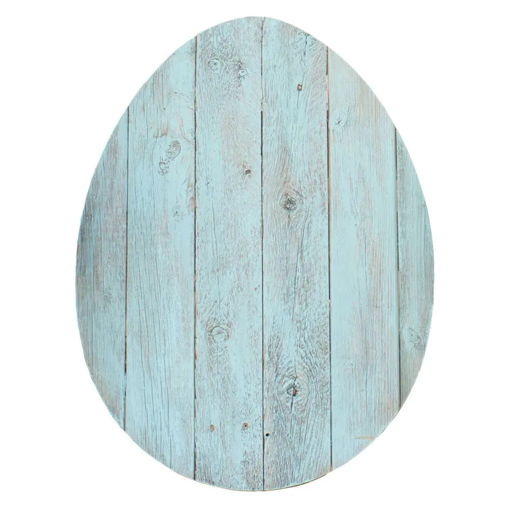 24" Rustic Farmhouse Turquoise Wood Large Egg - NOBLE HOME INTERIORS
