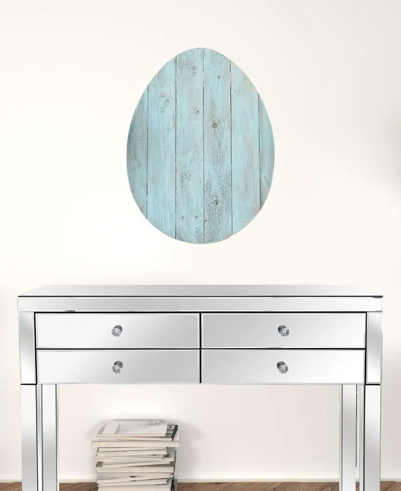 24" Rustic Farmhouse Turquoise Wood Large Egg - NOBLE HOME INTERIORS