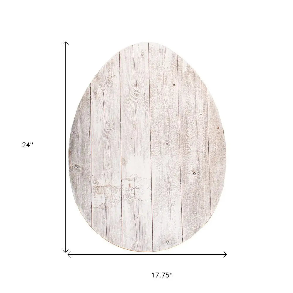 24" Rustic White Wash Wood Large Egg - NOBLE HOME INTERIORS