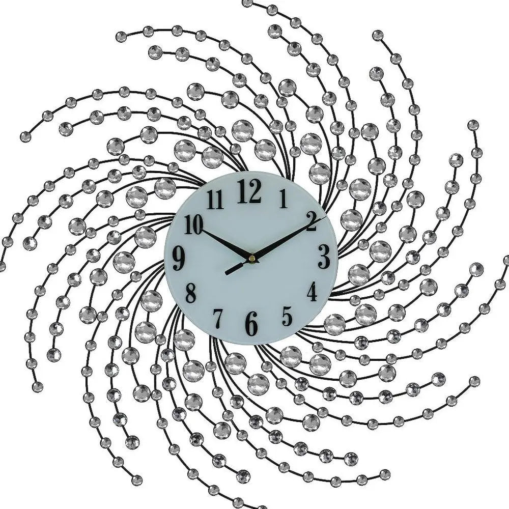 24" Silver And White Metal Silent Analog Novelty Wall Clock HomeRoots