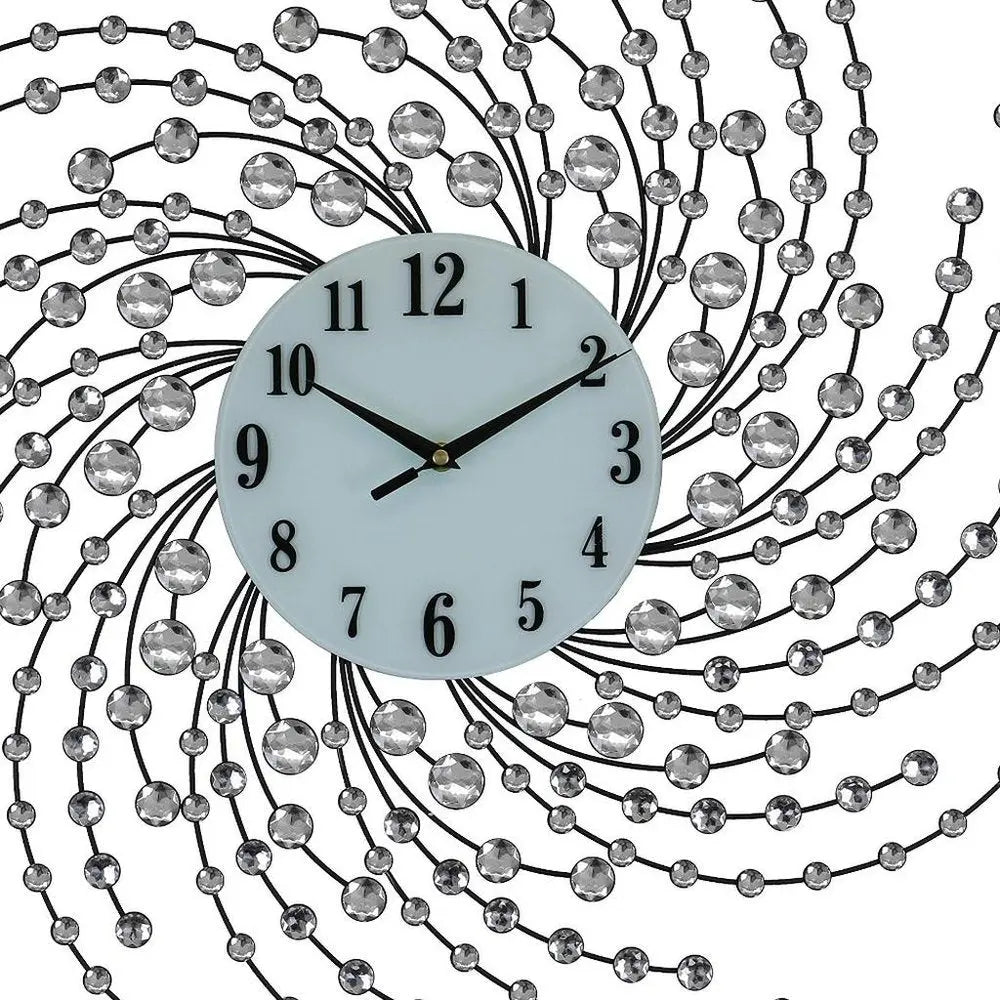 24" Silver And White Metal Silent Analog Novelty Wall Clock HomeRoots