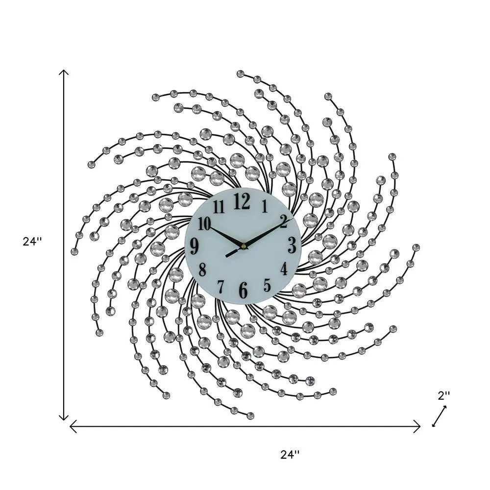 24" Silver And White Metal Silent Analog Novelty Wall Clock HomeRoots