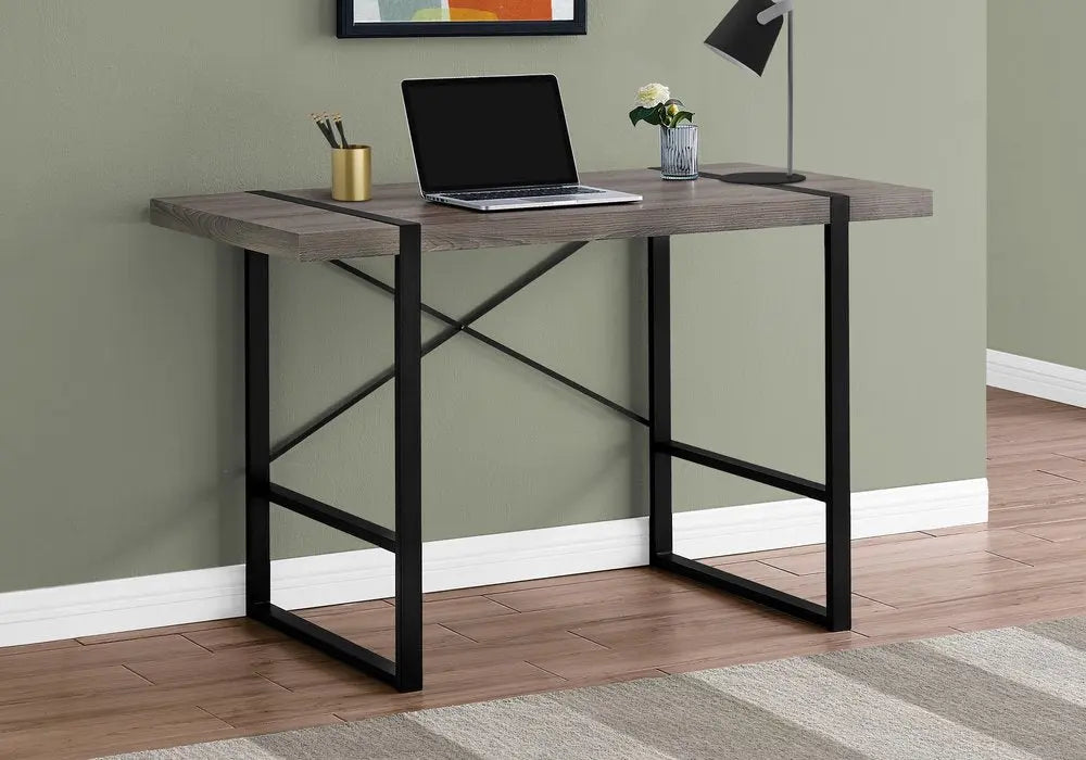 24" Taupe and Black Computer Desk - NOBLE HOME INTERIORS