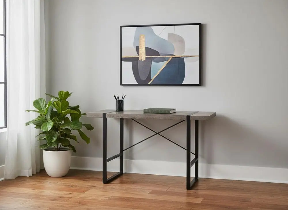 24" Taupe and Black Computer Desk - NOBLE HOME INTERIORS