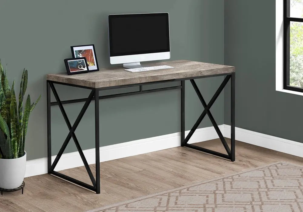 24" Taupe and Black Computer Desk - NOBLE HOME INTERIORS