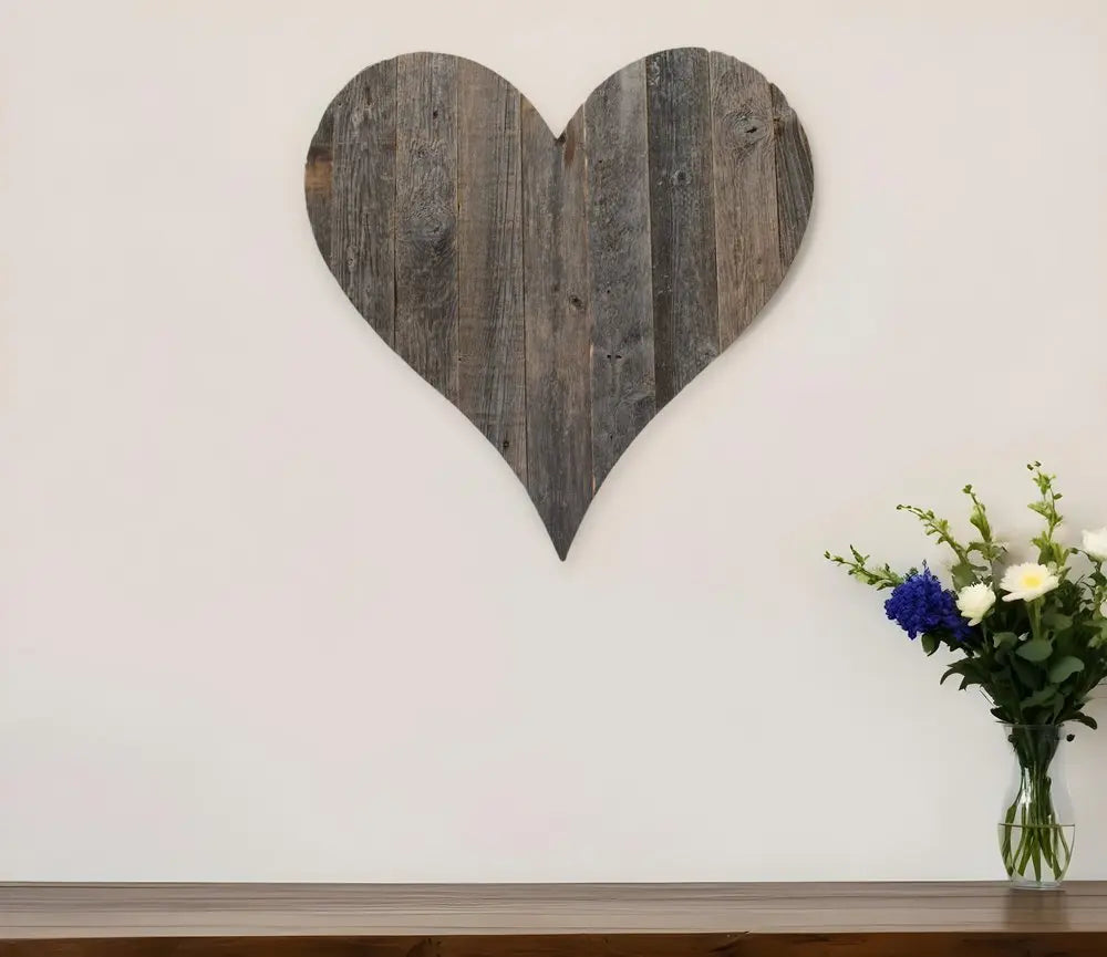 24" Weathered Gray Reclaimed Wood Heart Wall Decor - NOBLE HOME INTERIORS