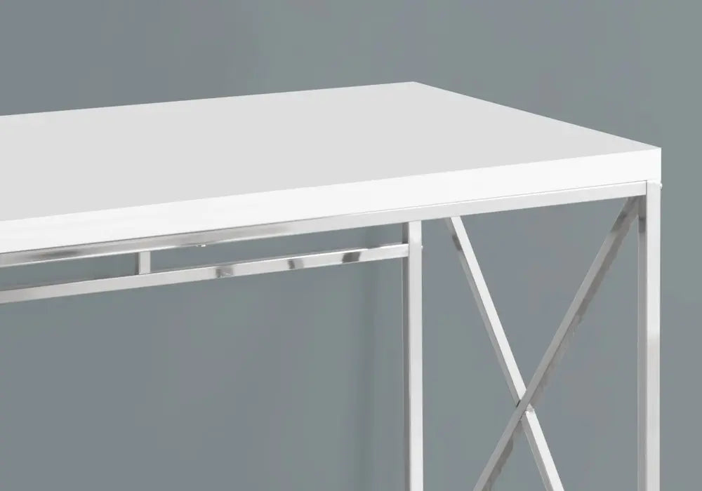 24" White and Silver Computer Desk - NOBLE HOME INTERIORS